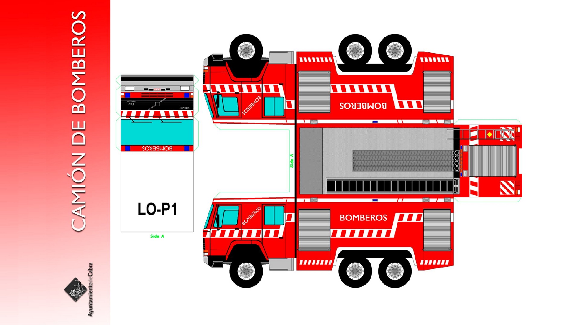El Ayuntamiento de Cabra comparte con los niños estos recortables de los Servicios de Emergencias y Cuerpos de Seguridad del Estado 6 recortables camión de bomberos